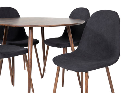 Venture Home Plaza & Polar Runda Matbord ⌀100 Valnöt + Matstolar 2-pack Svart