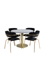 Venture Home Arrow & Estelle Matstolar 2-pack Svart + Runda Matbord ⌀106 Mörkgrå