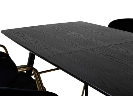 Venture Home Arrow & Gold Matstolar 2-pack Svart + Rektangulära Matbord 180 x 85 Svart