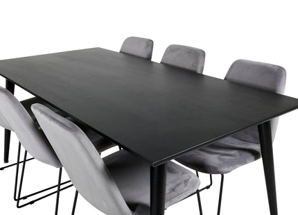 Venture Home Muce & Dipp Matstolar 2-pack Grå + Rektangulära Matbord 180 x 90 Svart