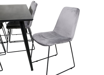 Venture Home Muce & Dipp Matstolar 2-pack Grå + Rektangulära Matbord 180 x 90 Svart