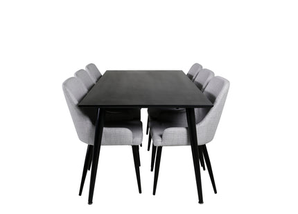 Venture Home Plaza & Dipp Matstolar 2-pack Grå + Rektangulära Matbord 180 x 90 Svart