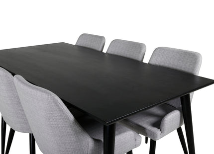 Venture Home Plaza & Dipp Matstolar 2-pack Grå + Rektangulära Matbord 180 x 90 Svart