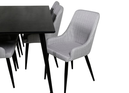 Venture Home Plaza & Dipp Matstolar 2-pack Grå + Rektangulära Matbord 180 x 90 Svart