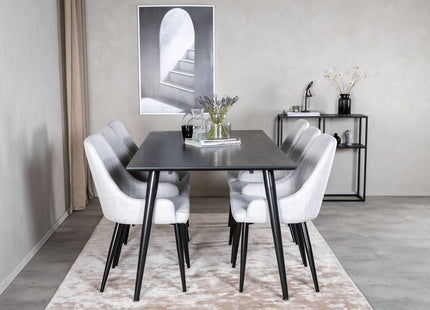 Venture Home Plaza & Dipp Matstolar 2-pack Grå + Rektangulära Matbord 180 x 90 Svart