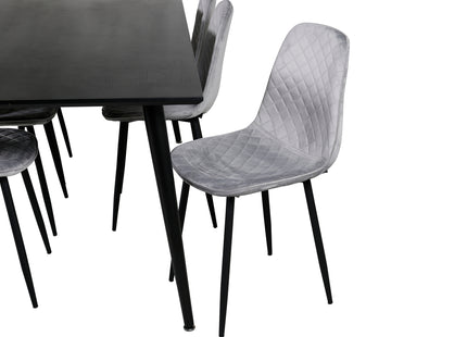Venture Home Dipp & Polar Rektangulära Matbord 180 x 90 Svart + Matstolar 2-pack Grå