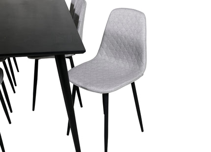 Venture Home Dipp & Polar Rektangulära Matbord 180 x 90 Svart + Matstolar 2-pack Grå