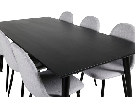 Venture Home Dipp & Polar Rektangulära Matbord 180 x 90 Svart + Matstolar 2-pack Grå