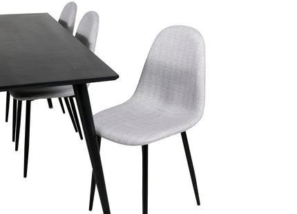 Venture Home Dipp & Polar Rektangulära Matbord 180 x 90 Svart + Matstolar 2-pack Grå
