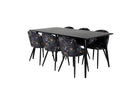 Venture Home Dipp & Velvet Rektangulära Matbord 180 x 90 Svart + Matstolar 2-pack Svart