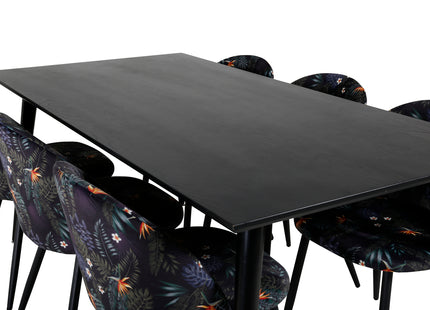 Venture Home Dipp & Velvet Rektangulära Matbord 180 x 90 Svart + Matstolar 2-pack Svart