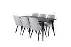 Venture Home Dipp & Velvet Deluxe Rektangulära Matbord 180 x 90 Svart + Matstolar 2-pack Grå