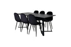 Venture Home Polar & Marina Matstolar 2-pack Svart + Rektangulära Matbord 180 x 90 Svart