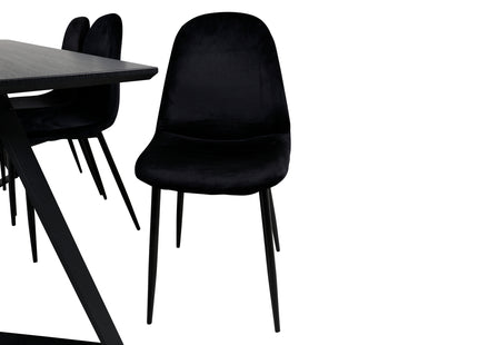 Venture Home Polar & Marina Matstolar 2-pack Svart + Rektangulära Matbord 180 x 90 Svart