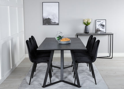 Venture Home Polar & Marina Matstolar 2-pack Svart + Rektangulära Matbord 180 x 90 Svart