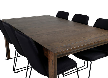 Vind & Venture Home Slider & Muce Rektangulära Matbord 170 x 95 Nature + Matstolar 2-pack Svart