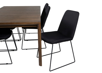 Vind & Venture Home Slider & Muce Rektangulära Matbord 170 x 95 Nature + Matstolar 2-pack Svart