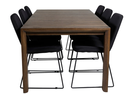 Vind & Venture Home Slider & Muce Rektangulära Matbord 170 x 95 Nature + Matstolar 2-pack Svart