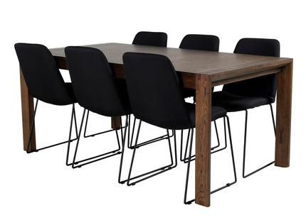 Vind & Venture Home Slider & Muce Rektangulära Matbord 170 x 95 Nature + Matstolar 2-pack Svart