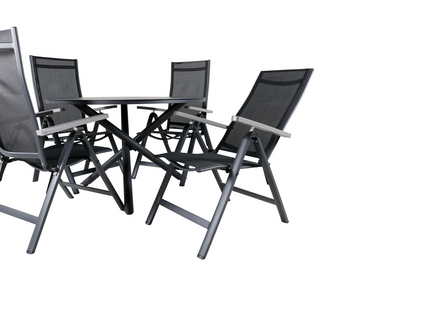 Venture Home Alma & Albany Matgrupp Utomhus Med 4st Matstolar Svart