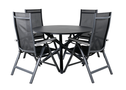 Venture Home Alma & Albany Matgrupp Utomhus Med 4st Matstolar Svart