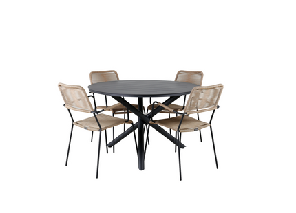 Venture Home Alma & Lindos Matgrupp Med 4st Matstolar Svart