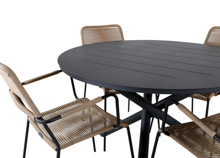 Venture Home Alma & Lindos Matgrupp Med 4st Matstolar Svart