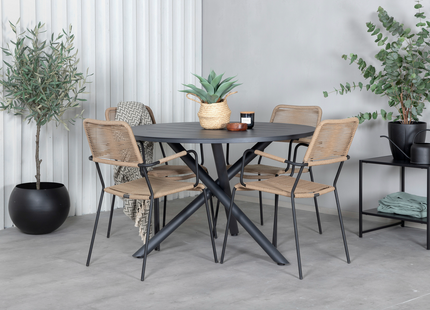 Venture Home Alma & Lindos Matgrupp Med 4st Matstolar Svart