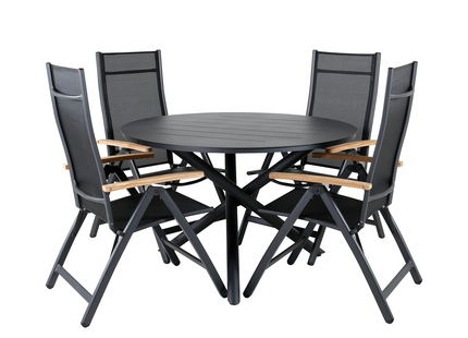 Venture Home Alma & Panama Matgrupp Utomhus Med 4st Matstolar Svart