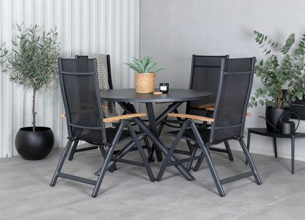 Venture Home Alma & Panama Matgrupp Utomhus Med 4st Matstolar Svart