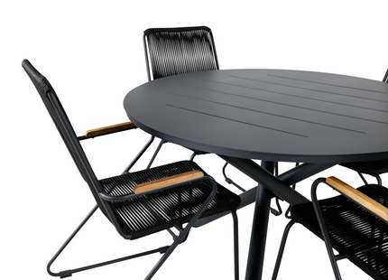 Venture Home Alma & Bois Matgrupp Utomhus Med 4st Matstolar Svart