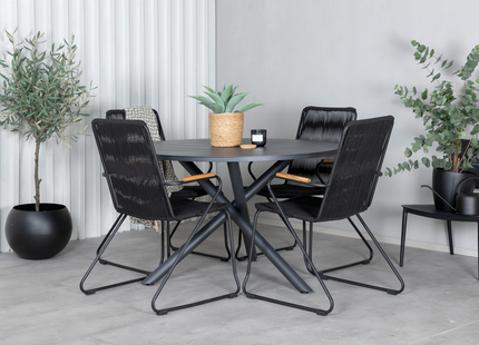Venture Home Alma & Bois Matgrupp Utomhus Med 4st Matstolar Svart