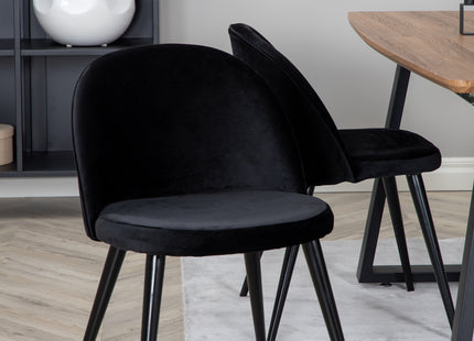 Venture Home Velvet & Inca Matstolar 2-pack Svart + Rektangulära Matbord 160 x 85 Valnöt