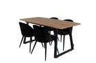 Venture Home Velvet & Inca Matstolar 2-pack Svart + Rektangulära Matbord 160 x 85 Valnöt