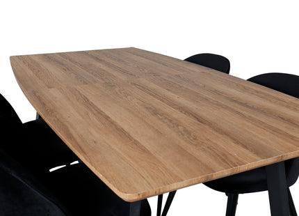 Venture Home Velvet & Inca Matstolar 2-pack Svart + Rektangulära Matbord 160 x 85 Valnöt