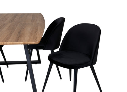 Venture Home Velvet & Inca Matstolar 2-pack Svart + Rektangulära Matbord 160 x 85 Valnöt