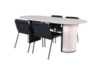 Venture Home Tvist & Bianca Matstolar 2-pack Svart + Ovala Matbord 200 x 90 Whitewash