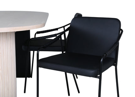 Venture Home Tvist & Bianca Matstolar 2-pack Svart + Ovala Matbord 200 x 90 Whitewash