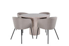 Venture Home Berit & Bianca Matstolar Beige + Runda Matbord ⌀110 Whitewash