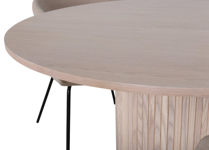 Venture Home Berit & Bianca Matstolar Beige + Runda Matbord ⌀110 Whitewash