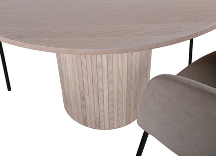 Venture Home Berit & Bianca Matstolar Beige + Runda Matbord ⌀110 Whitewash