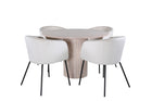 Venture Home Berit & Bianca Matstolar Beige + Runda Matbord ⌀110 Whitewash