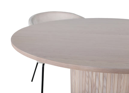 Venture Home Berit & Bianca Matstolar Beige + Runda Matbord ⌀110 Whitewash