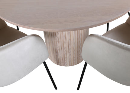 Venture Home Berit & Bianca Matstolar Beige + Runda Matbord ⌀110 Whitewash