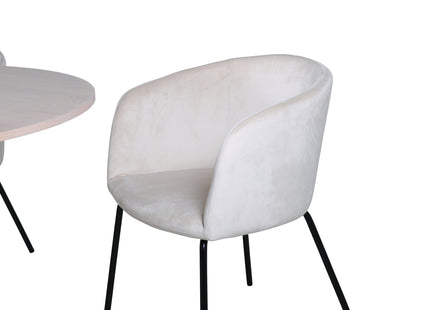 Venture Home Berit & Bianca Matstolar Beige + Runda Matbord ⌀110 Whitewash