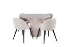 Venture Home Bianca & Velvet Runda Matbord ⌀110 Whitewash + Matstolar 2-pack Beige