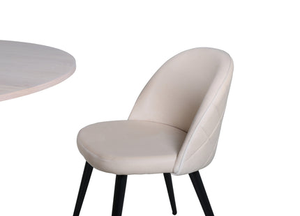 Venture Home Bianca & Velvet Runda Matbord ⌀110 Whitewash + Matstolar 2-pack Beige
