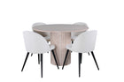 Venture Home Bianca & Velvet Runda Matbord ⌀110 Whitewash + Matstolar 2-pack Grädde