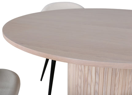 Venture Home Bianca & Velvet Runda Matbord ⌀110 Whitewash + Matstolar 2-pack Grädde