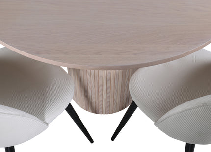 Venture Home Bianca & Velvet Runda Matbord ⌀110 Whitewash + Matstolar 2-pack Grädde